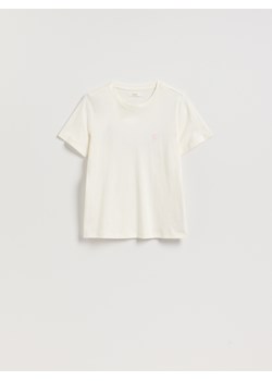 Reserved - T-shirt z sercem - złamana biel ze sklepu Reserved w kategorii Bluzki damskie - zdjęcie 188504624