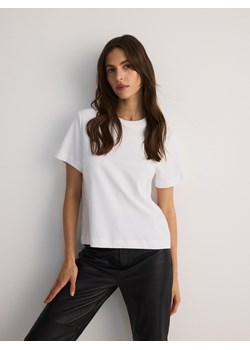 Reserved - T-shirt z bawełny merceryzowanej - biały ze sklepu Reserved w kategorii Bluzki damskie - zdjęcie 188504642