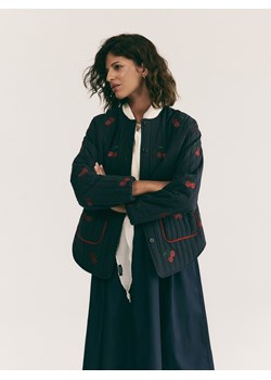 Reserved - Bawełniana kurtka z haftem - granatowy ze sklepu Reserved w kategorii Kurtki damskie - zdjęcie 188504711