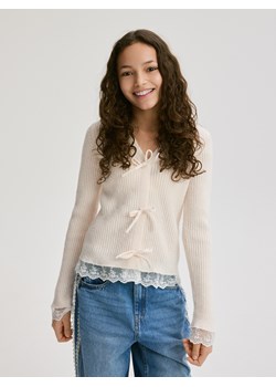 Reserved - Kardigan z domieszką wełny - kremowy ze sklepu Reserved w kategorii Swetry dziewczęce - zdjęcie 188504820