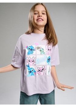 Sinsay - Bawełniana koszulka z krótkim rękawem Lilo & Stitch - fioletowy ze sklepu Sinsay w kategorii Bluzki dziewczęce - zdjęcie 188505094