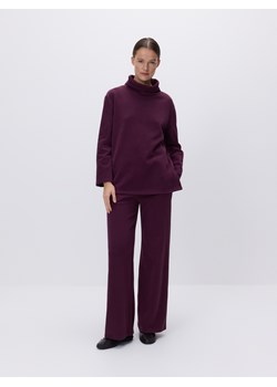 Reserved - Dzianinowe spodnie z bawełną - ciemnofioletowy ze sklepu Reserved w kategorii Spodnie damskie - zdjęcie 188506823