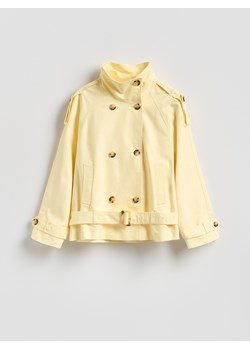 Reserved - Krótki trencz z bawełny - kremowy ze sklepu Reserved w kategorii Płaszcze damskie - zdjęcie 188506970