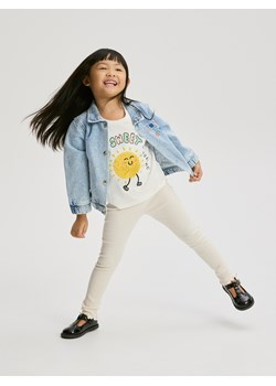 Reserved - Prążkowane legginsy - kremowy ze sklepu Reserved w kategorii Spodnie dziewczęce - zdjęcie 188507521