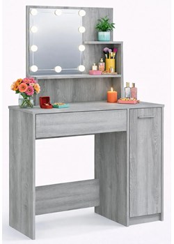 Toaletka kosmetyczna z lustrem led szary dąb sonoma L0-E16 ze sklepu Edinos.pl w kategorii Dom - zdjęcie 188510060