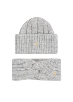 Zestaw czapka i opaska Tommy Hilfiger Th Timeless Beanie + Headband AW0AW15370P4A Szary ze sklepu eobuwie.pl w kategorii Komplety czapka i szalik damskie - zdjęcie 188512000