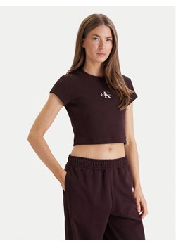 Calvin Klein Jeans T-Shirt LV047AB802 Brązowy Slim Fit ze sklepu MODIVO w kategorii Bluzki damskie - zdjęcie 188513091