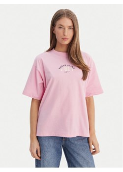 Guess Jeans T-Shirt W6RI20 K8HM0 Różowy Oversize ze sklepu MODIVO w kategorii Bluzki damskie - zdjęcie 188513104