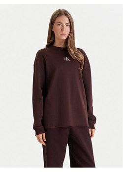 Calvin Klein Jeans Bluza Monologo LV047E211G Brązowy Oversize ze sklepu MODIVO w kategorii Bluzy damskie - zdjęcie 188513730