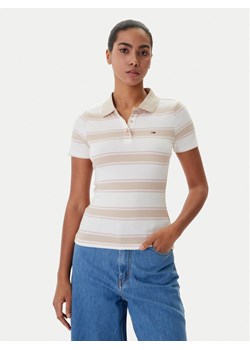 Tommy Jeans Polo DW0DW22327 Beżowy Slim Fit ze sklepu MODIVO w kategorii Bluzki damskie - zdjęcie 188514294