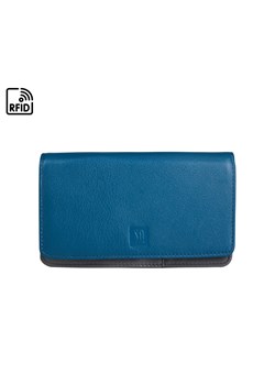 niebiesko-popielaty portfel skórzany damski z dwoma kieszonkami na ze sklepu Słoń Torbalski w kategorii Portfele damskie - zdjęcie 188528691