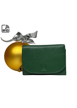 zielony portfel skórzany poziomy rozkładany 9x12,5 cm ze sklepu Słoń Torbalski w kategorii Portfele damskie - zdjęcie 188528692