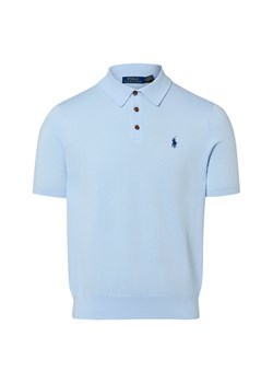 Polo Ralph Lauren Męska koszulka polo z dzianiny Mężczyźni drobna dzianina jasnoniebieski jednolity ze sklepu vangraaf w kategorii Swetry męskie - zdjęcie 188531592