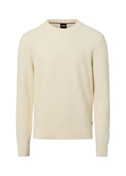 BOSS Sweter - H-Imberto Mężczyźni Bawełna beżowy jednolity ze sklepu vangraaf w kategorii Swetry męskie - zdjęcie 188531604