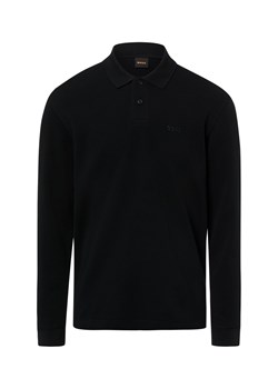 BOSS Orange Męska bluza polo - Petempestolong Mężczyźni Materiał dresowy czarny wypukły wzór tkaniny ze sklepu vangraaf w kategorii Bluzy męskie - zdjęcie 188531611