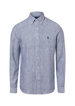 Polo Ralph Lauren Męska koszula lniana - Custom Fit Mężczyźni Modern Fit len (100%) granatowy w paski ze sklepu vangraaf w kategorii Koszule męskie - zdjęcie 188531753