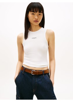 Tommy Jeans Top damski Kobiety wiskoza biały jednolity ze sklepu vangraaf w kategorii Bluzki damskie - zdjęcie 188531791
