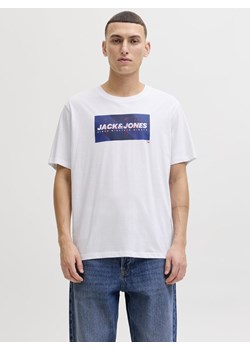 Jack & Jones Koszulka męska Mężczyźni Bawełna (100%) biały jednolity ze sklepu vangraaf w kategorii T-shirty męskie - zdjęcie 188531800