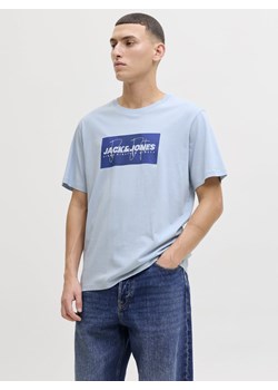 Jack & Jones Koszulka męska Mężczyźni Bawełna (100%) jasnoniebieski jednolity ze sklepu vangraaf w kategorii T-shirty męskie - zdjęcie 188531801