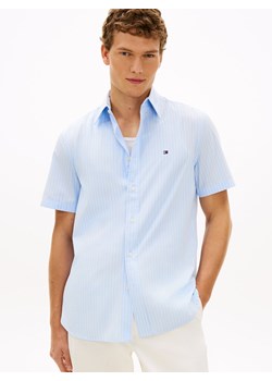Tommy Hilfiger Męska koszulka z krótkim rękawem Mężczyźni Regular Fit Bawełna (100%) jasnoniebieski w paski ze sklepu vangraaf w kategorii Koszule męskie - zdjęcie 188531812