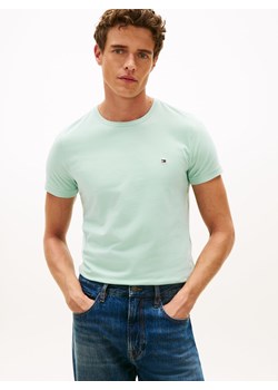 Tommy Hilfiger T-shirt męski Mężczyźni Dżersej miętowy jednolity ze sklepu vangraaf w kategorii T-shirty męskie - zdjęcie 188531813