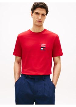 Tommy Hilfiger Koszulka męska Mężczyźni Bawełna (100%) czerwony jednolity ze sklepu vangraaf w kategorii T-shirty męskie - zdjęcie 188531840