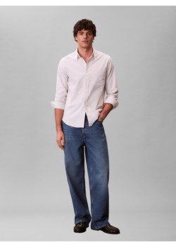 Calvin Klein Jeans Męska koszula casual Mężczyźni Regular Fit Bawełna jasny szary w paski ze sklepu vangraaf w kategorii Koszule męskie - zdjęcie 188531844