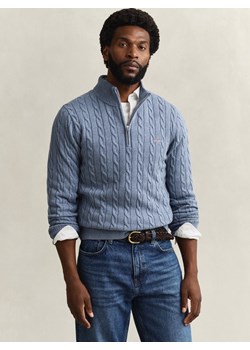 Gant Męski sweter z dzianiny Mężczyźni Bawełna niebieski wypukły wzór tkaniny ze sklepu vangraaf w kategorii Swetry męskie - zdjęcie 188531850