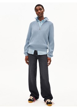 ARMEDANGELS Sweter damski z dzianiny - Troyer Vanisé Kobiety Bawełna (100%) jasnoniebieski jednolity ze sklepu vangraaf w kategorii Swetry damskie - zdjęcie 188531871