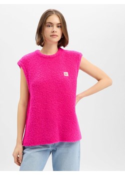 american vintage Damski sweter z dzianiny z zawartością alpaki - Zolly Kobiety wyrazisty róż jednolity ze sklepu vangraaf w kategorii Kamizelki damskie - zdjęcie 188532002