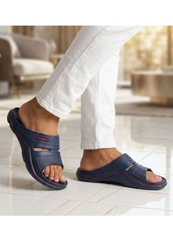 Plażowe klapki męskie granatowe wodoodporne /A1-1 18694 T193/ ze sklepu Pantofelek24.pl w kategorii Klapki męskie - zdjęcie 188532552