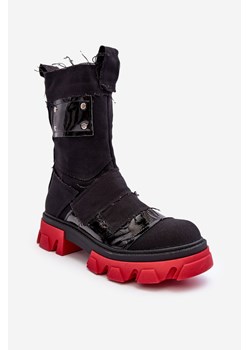 Botki Damskie Materiałowe Suwak Czarne Elinare NC1265 ze sklepu ZAZOO w kategorii Workery damskie - zdjęcie 188532910