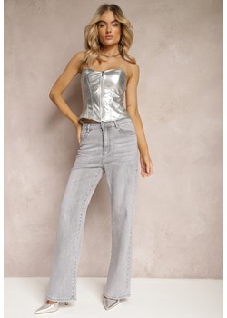 Jasnoszare Bawełniane Jeansy High Waist o Luźnym Fasonie Carinada ze sklepu renee.pl w kategorii Jeansy damskie - zdjęcie 188534071