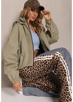 Zielona Kurtka w Stylu Streetwear z Kapturem Oversize Nativiona ze sklepu renee.pl w kategorii Kurtki damskie - zdjęcie 188534092