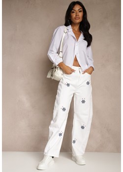 Białe Jeansy Balloon High Waist z Kwiatowym Haftem Irolyn ze sklepu renee.pl w kategorii Jeansy damskie - zdjęcie 188534173