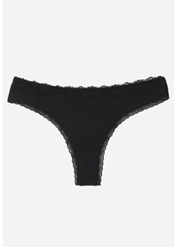 Czarne Majtki Stringi z Bawełną z Koronką Aethimilia ze sklepu renee.pl w kategorii Majtki damskie - zdjęcie 188534244