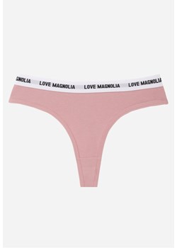 Różowe Majtki Stringi z Bawełną Ozdobione Napisami Amero ze sklepu renee.pl w kategorii Majtki damskie - zdjęcie 188534340