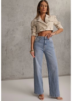 Niebieskie Casualowe Jeansy Wide Leg High Waist z Bawełną Sulaer ze sklepu renee.pl w kategorii Jeansy damskie - zdjęcie 188534351