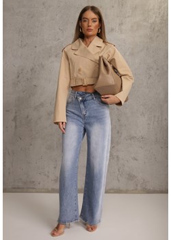 Niebieskie Jeansy High Waist Balloon z Bawełny z Asymetrycznym Zapięciem Myrea ze sklepu renee.pl w kategorii Jeansy damskie - zdjęcie 188534354
