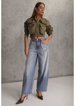 Niebieskie Szerokie Jeansy High Waist z Łańcuchem Kassania ze sklepu renee.pl w kategorii Jeansy damskie - zdjęcie 188534361