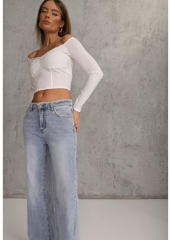 Niebieskie Szerokie Jeansy High Waist z Przeszyciami Tryphile ze sklepu renee.pl w kategorii Jeansy damskie - zdjęcie 188534421