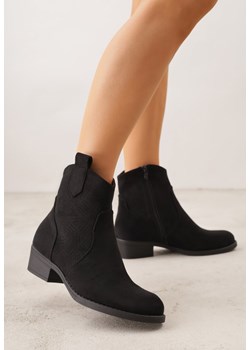 Czarne Ażurowe Botki na Słupku Typu Kowbojki Iolerine ze sklepu renee.pl w kategorii Botki - zdjęcie 188534502