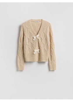 Reserved - Kardigan z kokardkami - beżowy ze sklepu Reserved w kategorii Swetry damskie - zdjęcie 188534610