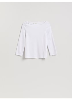 Reserved - Bawełniany longsleeve - biały ze sklepu Reserved w kategorii Bluzki damskie - zdjęcie 188534831