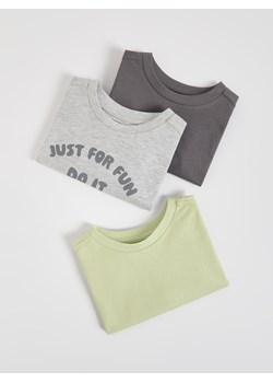 Reserved - Bawełniany longsleeve 3 pack - jasnoszary ze sklepu Reserved w kategorii T-shirty chłopięce - zdjęcie 188534964