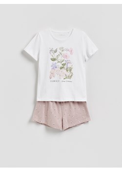 Reserved - Bawełniana piżama dwuczęściowa - pastelowy róż ze sklepu Reserved w kategorii Piżamy damskie - zdjęcie 188535000