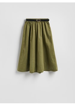Reserved - Spódnica midi z paskiem - ciemnozielony ze sklepu Reserved w kategorii Spódnice - zdjęcie 188535114