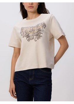 Reserved - Bawełniany t-shirt z nadrukiem - beżowy ze sklepu Reserved w kategorii Bluzki damskie - zdjęcie 188535343