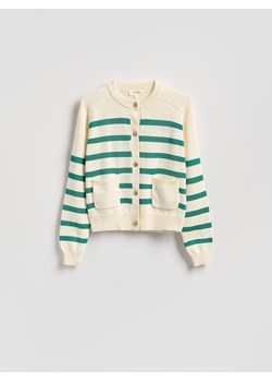 Reserved - Bawełniany kardigan w paski - zielony ze sklepu Reserved w kategorii Swetry damskie - zdjęcie 188535490