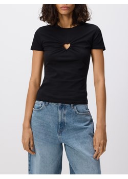 Reserved - T-shirt z ozdobnym wycięciem - czarny ze sklepu Reserved w kategorii Bluzki damskie - zdjęcie 188535620